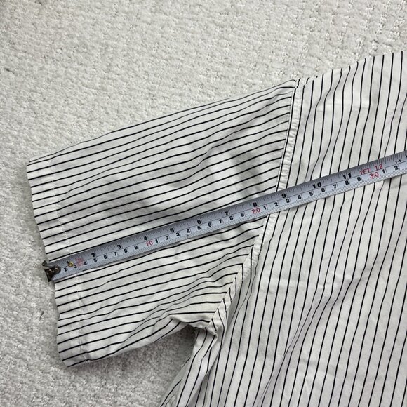 Y2K Avirex  Button Up Shirt Mens XL Short Sleeve Striped White Grunge Graphic** - Picture 12 of 15